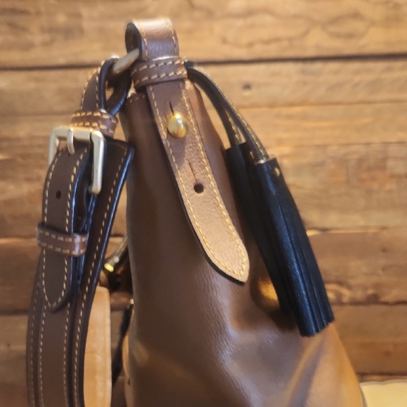 Dooney & Bourke Brown & Black Leather Hobo Bag Needs TLC - Picture 7 of 16